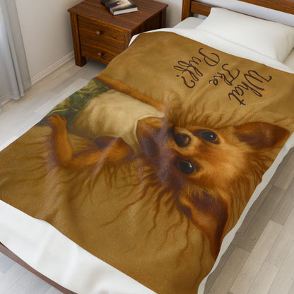 What The Puff (Static hair) Chihuahua Plush Blanket Throw