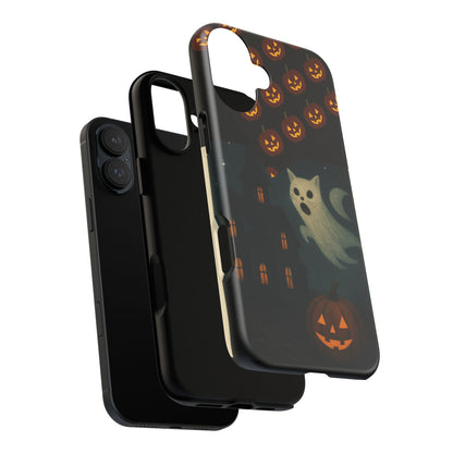 Phone Case, Halloween Haunted House Cat Ghost  iPhone 16, 15, 14, Pixel 8, 6 Samsung Galaxy 25, 24, 23