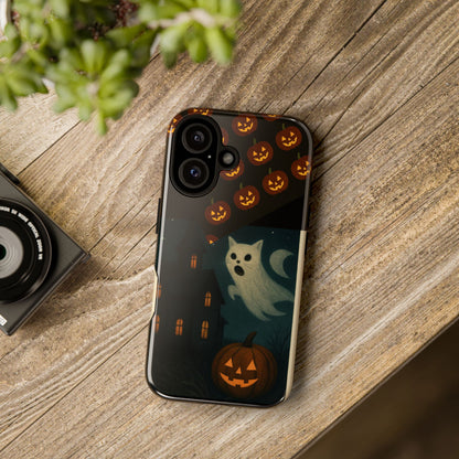 Phone Case, Halloween Haunted House Cat Ghost  iPhone 16, 15, 14, Pixel 8, 6 Samsung Galaxy 25, 24, 23