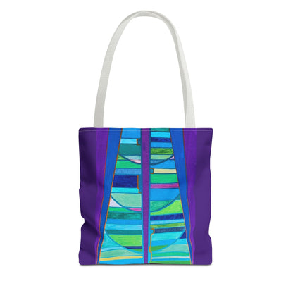 Abstract Blue Green Stained Glass Tote Bag