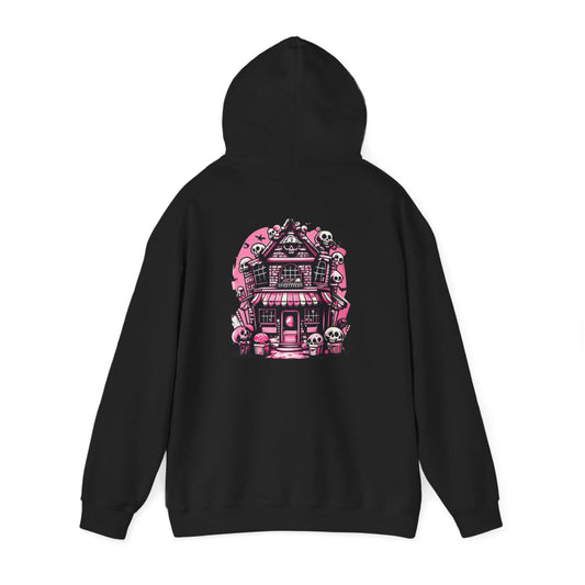 Haunted Candy Shop Hoodie Spooky Halloween Skull House Graphic Sweatshirt Unisex Heavy Blend™ Hooded Sweatshirt