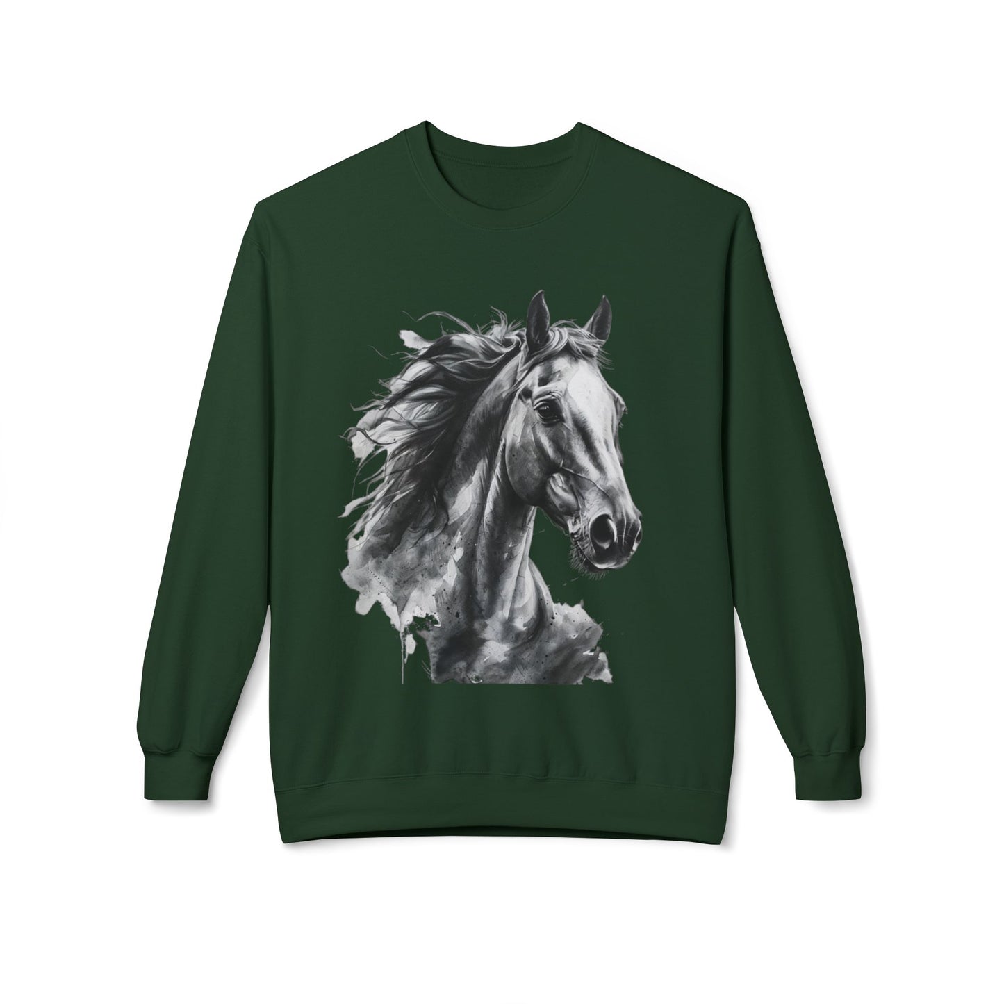 Horse Lover Sweatshirt Black and White Equestrian Art Pullover