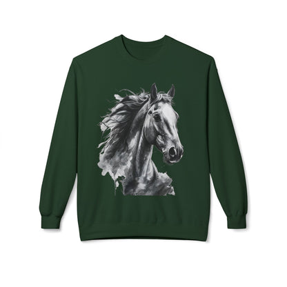 Horse Lover Sweatshirt Black and White Equestrian Art Pullover