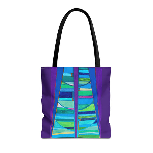 Abstract Blue Green Stained Glass Tote Bag