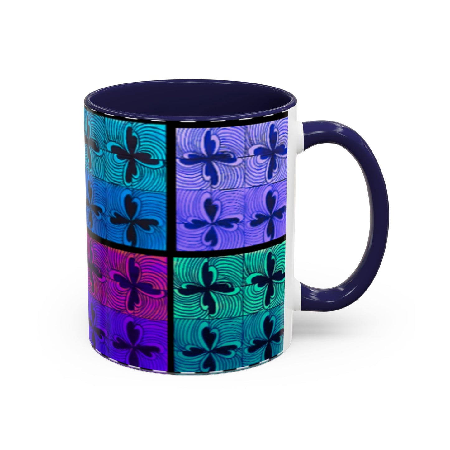 Blue Purple Tile Fleur-de-Lis Mug | Accent Coffee Mug
