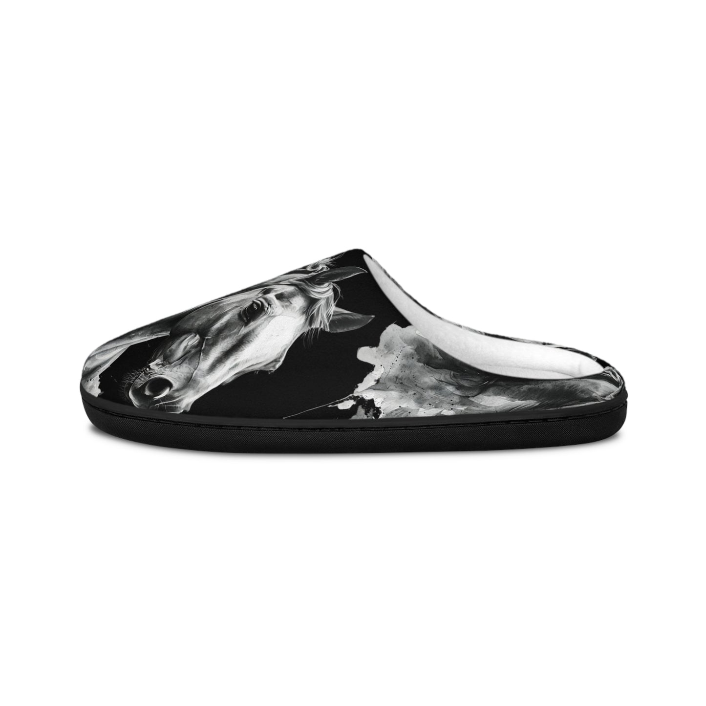 Black Stallion House Slippers | Artistic Horse Lover Footwear