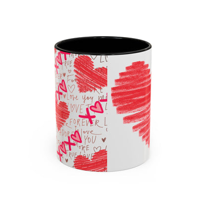 Red Scribble Heart Coffee Mug | Valentine Love Pattern Mug