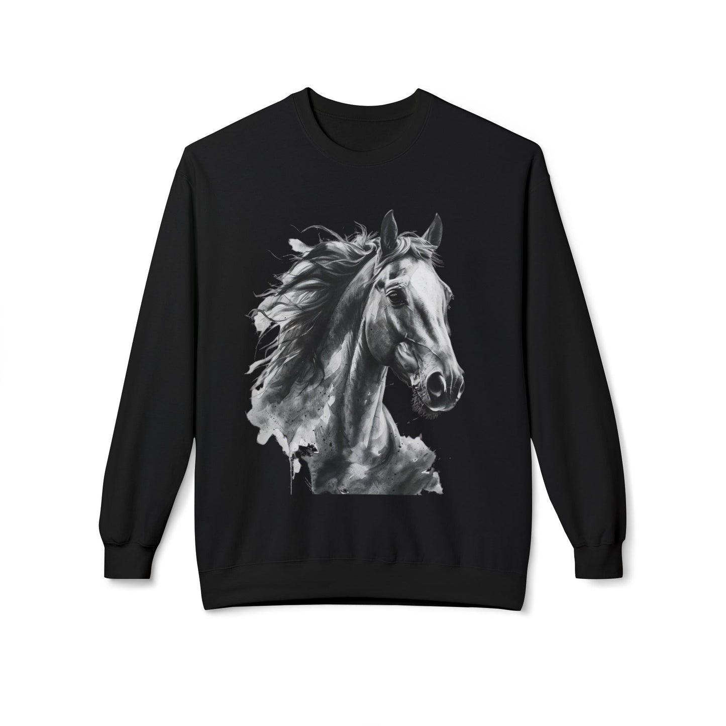 Horse Lover Sweatshirt Black and White Equestrian Art Pullover