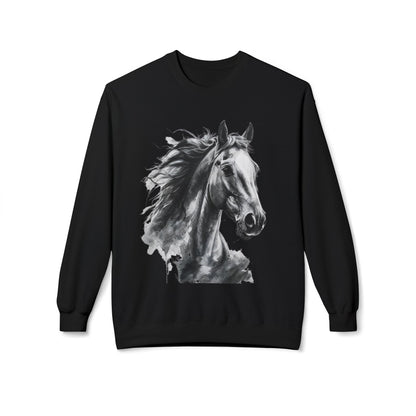 Horse Lover Sweatshirt Black and White Equestrian Art Pullover