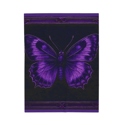 Purple Butterfly Blanket Black Throw Gothic Boho Cozy Decor Velveteen Plush Blanket