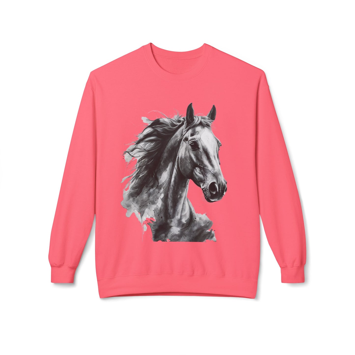 Horse Lover Sweatshirt Black and White Equestrian Art Pullover