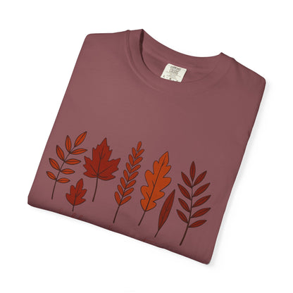 Falling for Autumn Shirt Cozy Fall Leaves Graphic Tee for Seasonal Outfits Unisex Garment Dyed T shirt