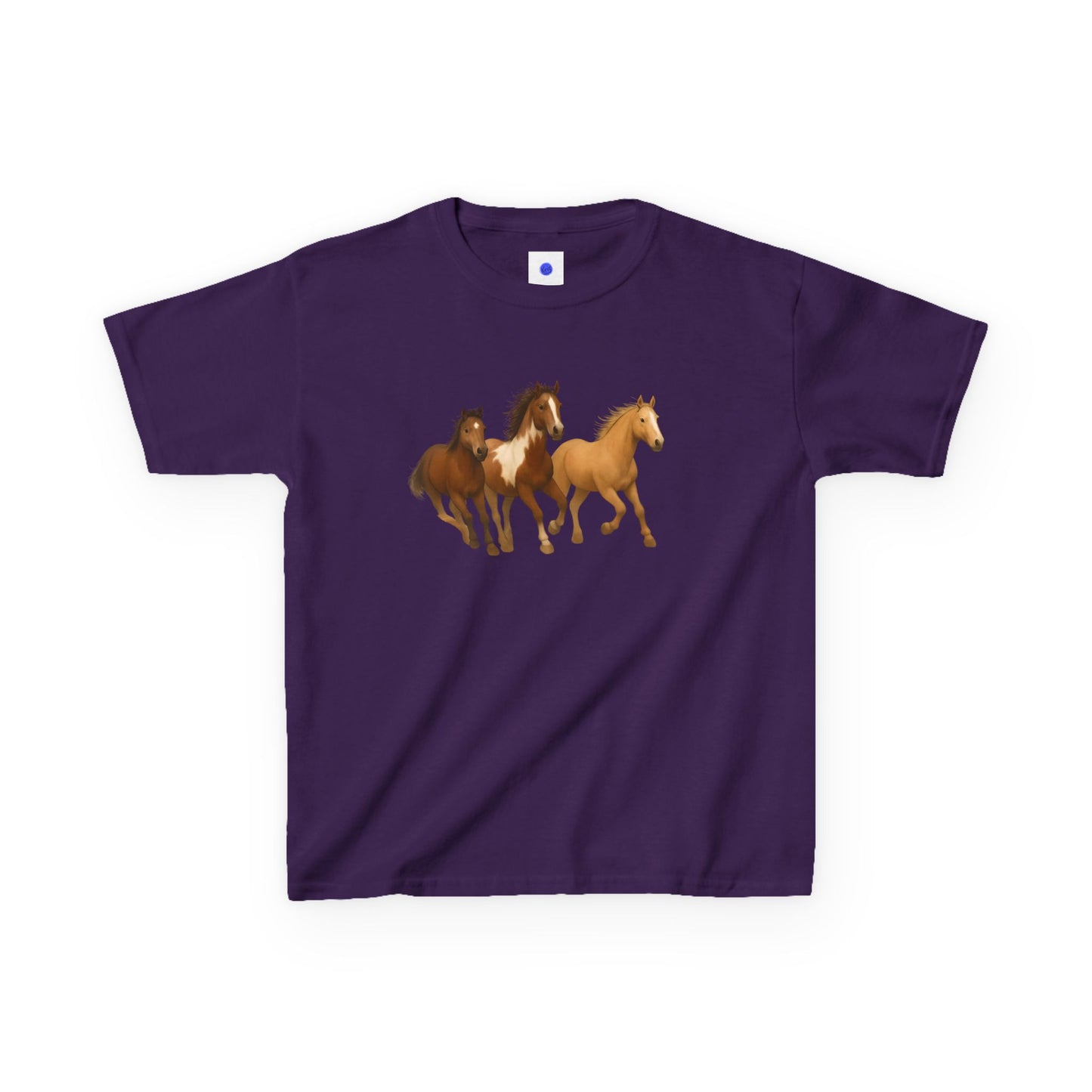 Kids Three Horse T shirt, Western, country, cute, Heavy Tee, fall, gallop, freedom