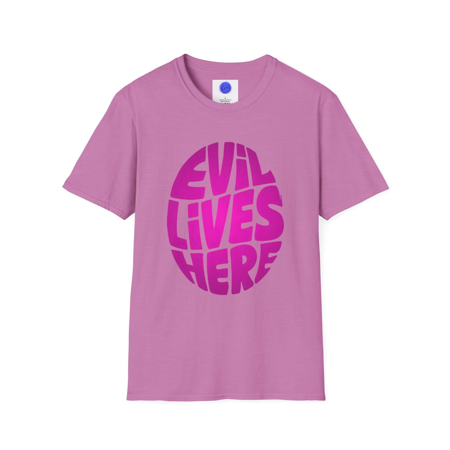 Evil Lives Here Halloween T-shirt, Spooky Retro Style, Mens