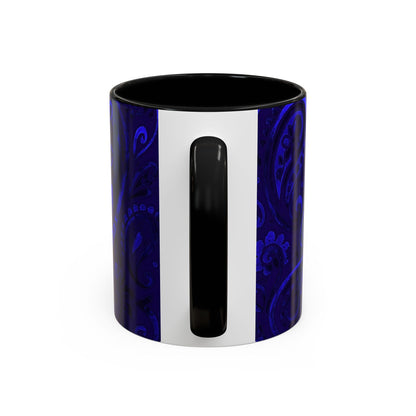 Blue Paisley Face Pattern Mug | Accent Coffee Mug