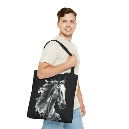 Black Horse Art Tote Bag | Bold Stallion Equestrian Gift
