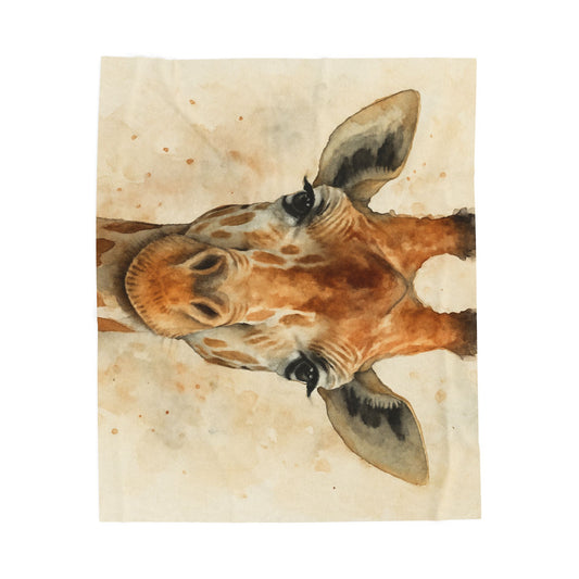 Watercolor Giraffe Velveteen Plush Blanket | Safari Animal Nursery Throw