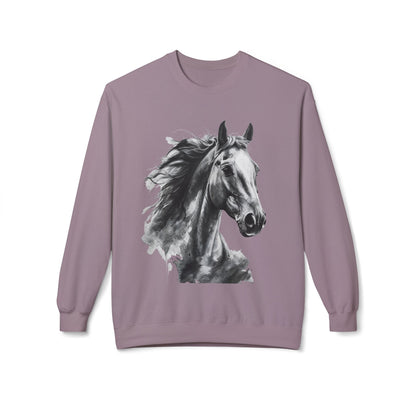 Horse Lover Sweatshirt Black and White Equestrian Art Pullover