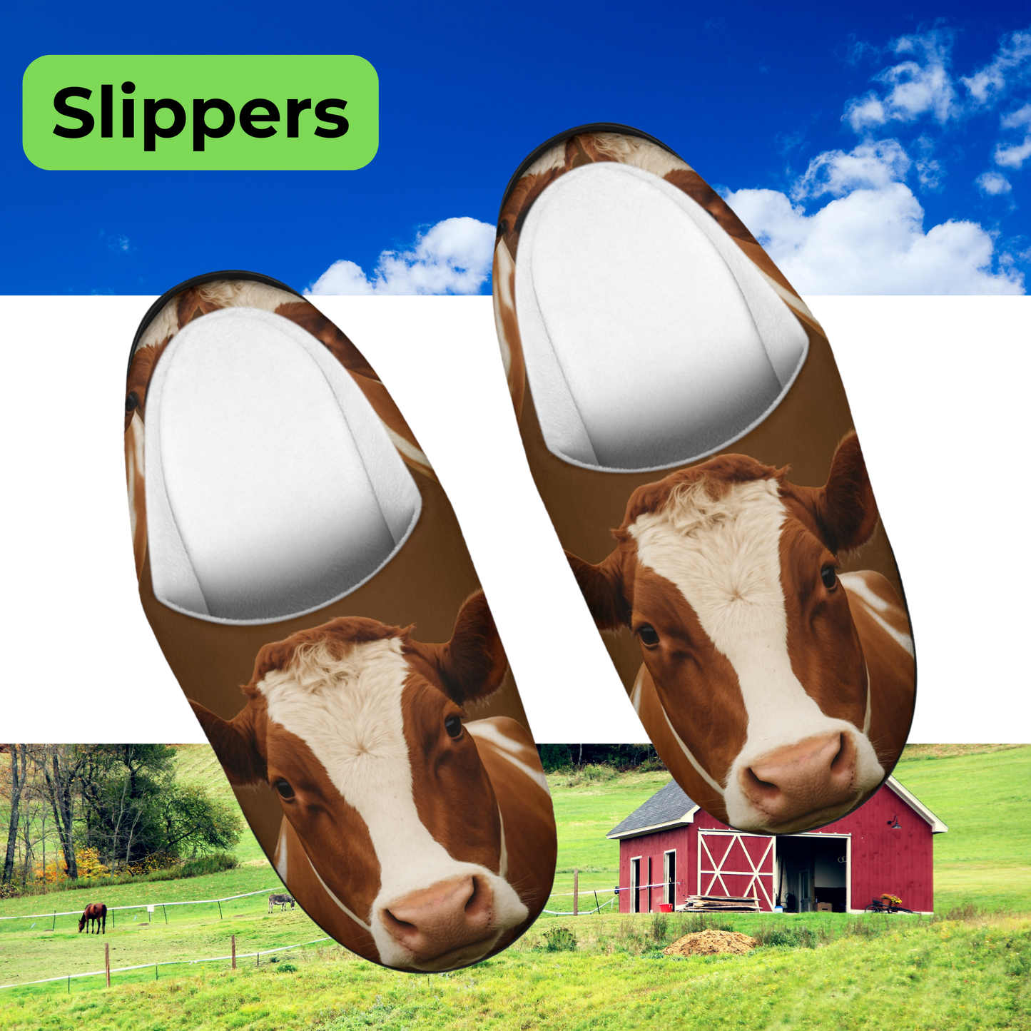 Women Brown Cow Slippers
