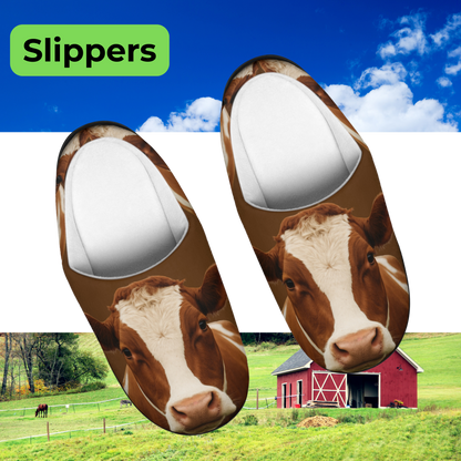 Women Brown Cow Slippers