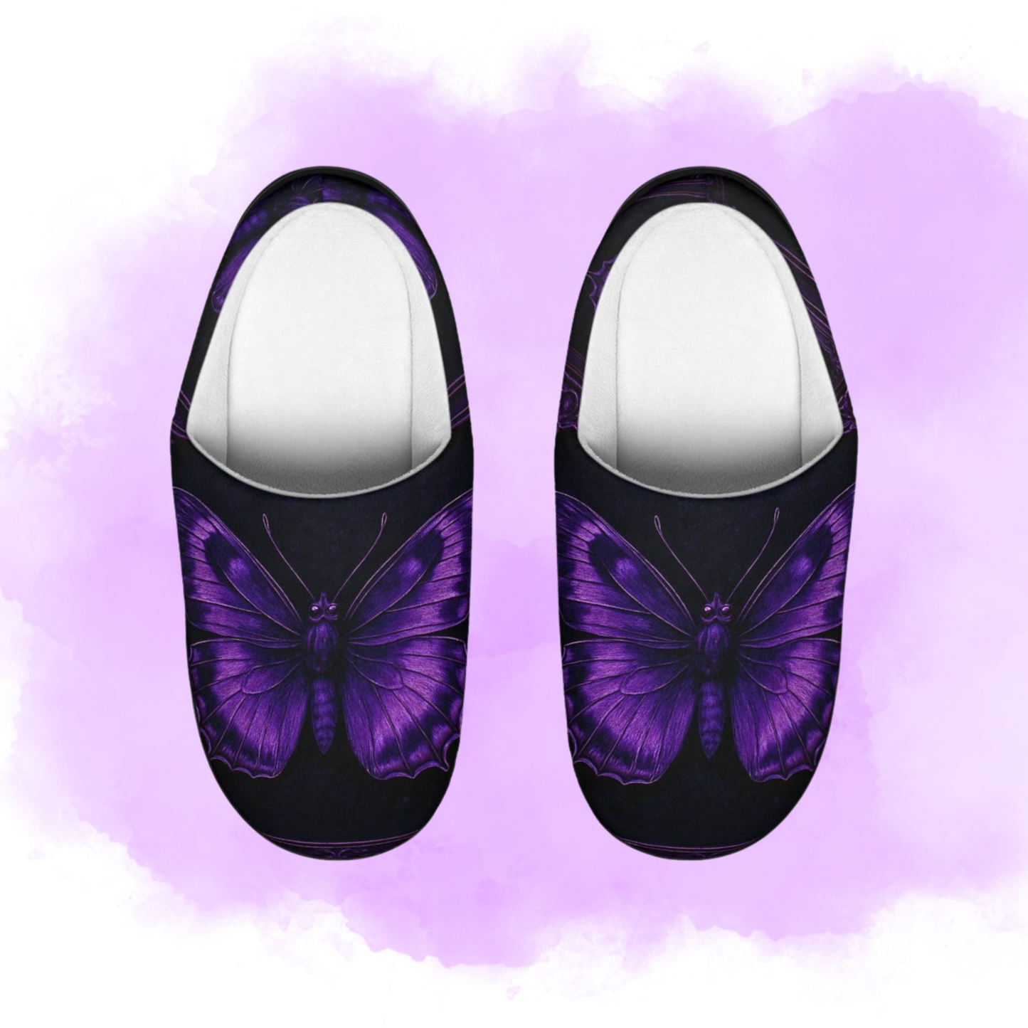 Purple Butterfly Slippers Cozy Indoor Shoes