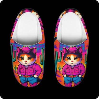 Women Slippers Neon Cowboy Cat