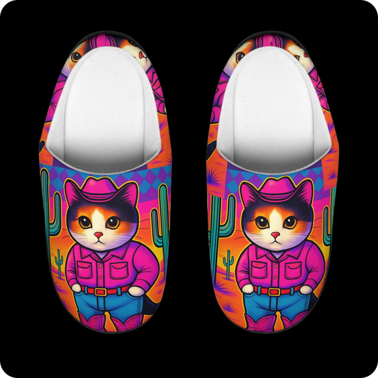Women Slippers Neon Cowboy Cat