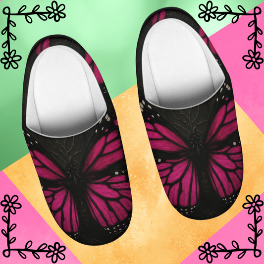 Pink Gothic Monarch Butterfly Slippers