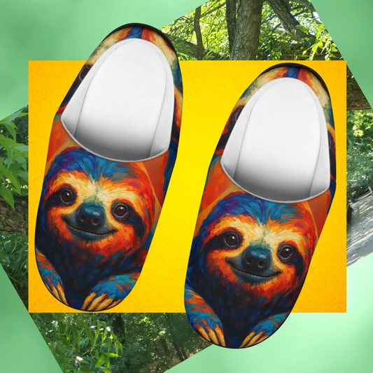 Colorful Sloth Art Slippers