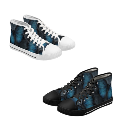 Blue Monarch Butterfly High Top Sneakers | Floral Wing Print Shoes