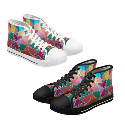 Colorful Geometric Mosaic Women's High Top Sneakers | Abstract Pattern