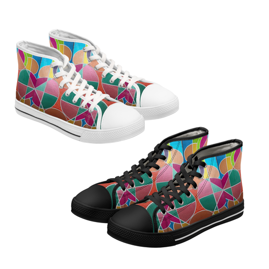 Colorful Geometric Mosaic Women's High Top Sneakers | Abstract Pattern