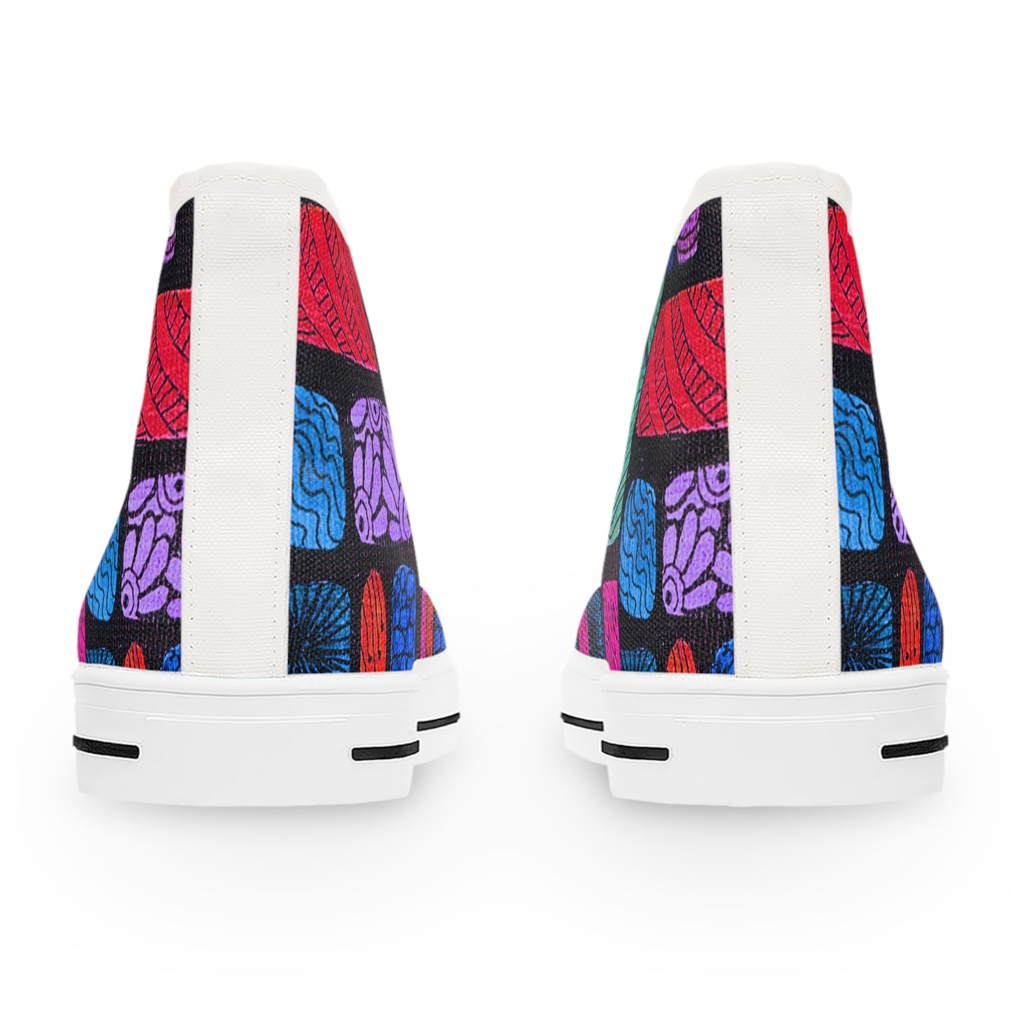 Colorful Brain Pattern High Top Sneakers | Womens High Tops, Psychedelic Grid Design