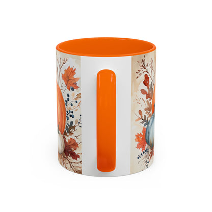 Pumpkin Fall Mug, Autumn Harvest Coffee Cup with Rustic Pumpkin Design