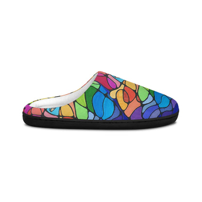 Abstract Color Block Floral Women's Indoor Slippers | Green Pattern Slip-On