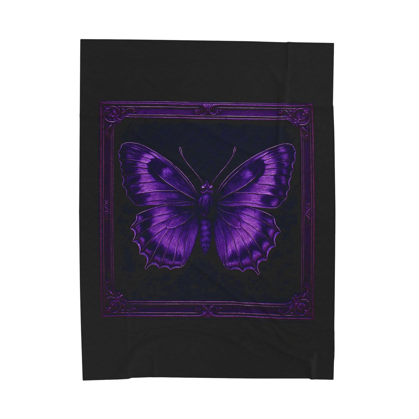 Purple Butterfly Blanket Black Throw Gothic Boho Cozy Decor Velveteen Plush Blanket
