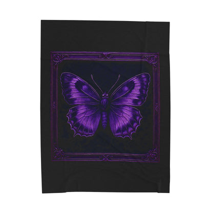 Purple Butterfly Blanket Black Throw Gothic Boho Cozy Decor Velveteen Plush Blanket