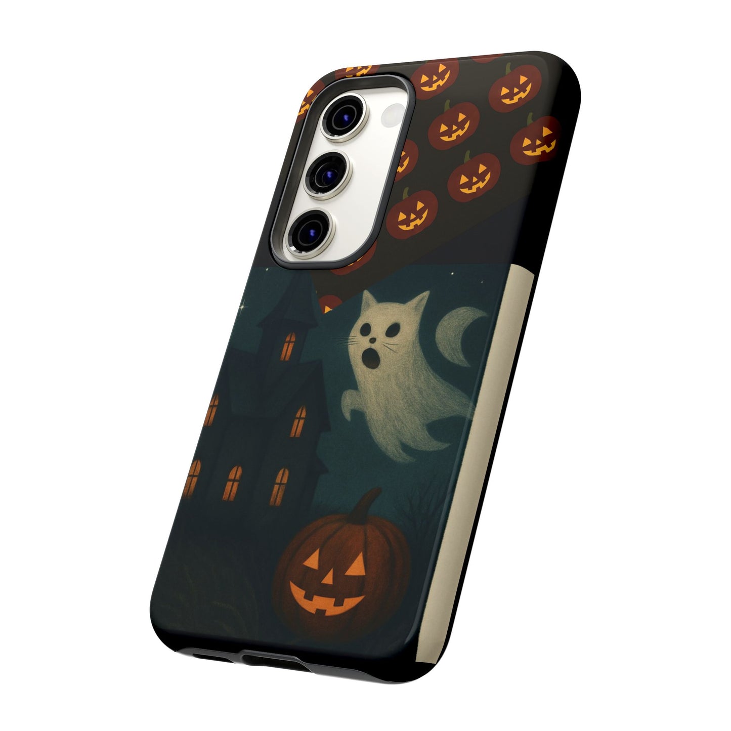 Phone Case, Halloween Haunted House Cat Ghost  iPhone 16, 15, 14, Pixel 8, 6 Samsung Galaxy 25, 24, 23