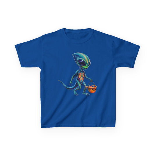 Alien Trick or Treat Halloween Kids T Shirt Cute Sci Fi Costume Tee Kids Heavy Cotton™ Tee