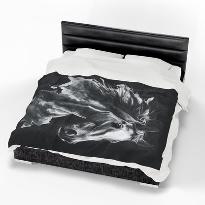 Black Stallion Art Blanket | Luxury Horse Lover Throw