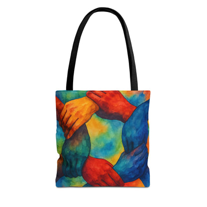 Unity Hands Tote Bag | Colorful Art Bag