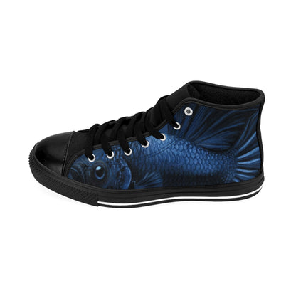 Blue Beta Fish Women's Classic High Top Canvas Sneakers