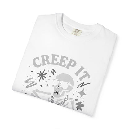 Creep It Real Skeleton T Shirt Funny Urban Halloween Graphic Tee Unisex Black Spooky T Shirt Unisex Garment Dyed  Tshirt Men Women
