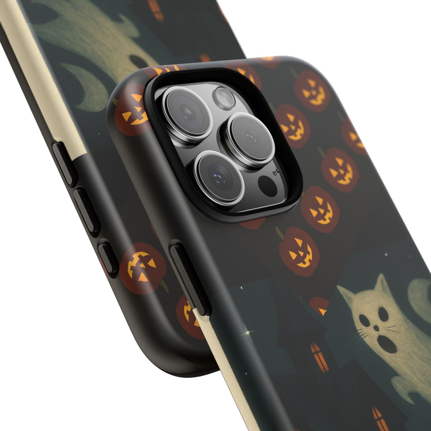 Phone Case, Halloween Haunted House Cat Ghost  iPhone 16, 15, 14, Pixel 8, 6 Samsung Galaxy 25, 24, 23