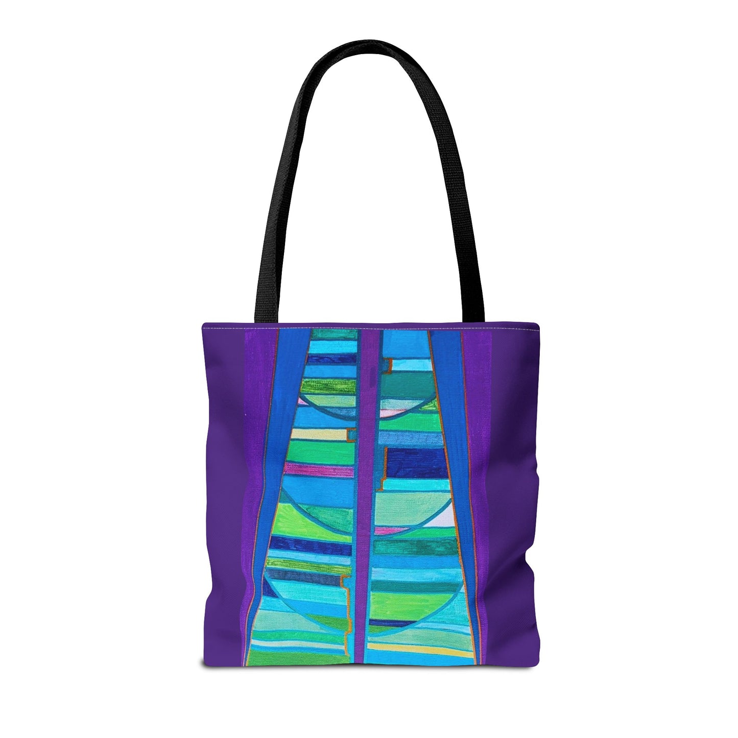 Abstract Blue Green Stained Glass Tote Bag