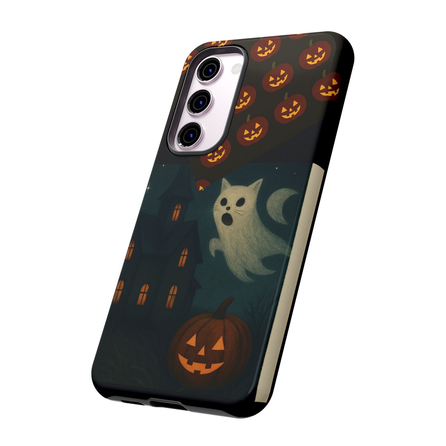 Phone Case, Halloween Haunted House Cat Ghost  iPhone 16, 15, 14, Pixel 8, 6 Samsung Galaxy 25, 24, 23