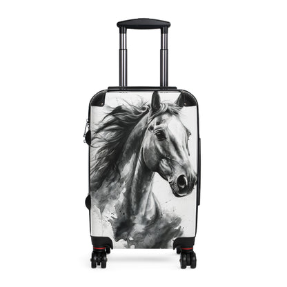 Elegant Black & White Horse Suitcase Equestrian Travel Luggage -- One of a KiNd Suitcase (Travel Tag Sold Separate)
