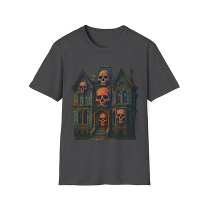 Haunted Skull Mansion T Shirt Gothic Horror House Halloween Tee Unisex Soft style T Shirt