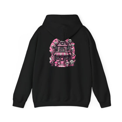 Haunted Candy Shop Hoodie Spooky Halloween Skull House Graphic Sweatshirt Unisex Heavy Blend™ Hooded Sweatshirt