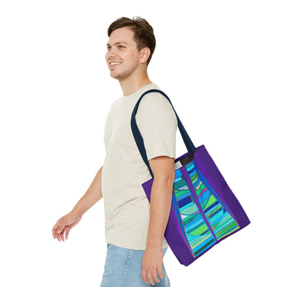 Abstract Blue Green Stained Glass Tote Bag